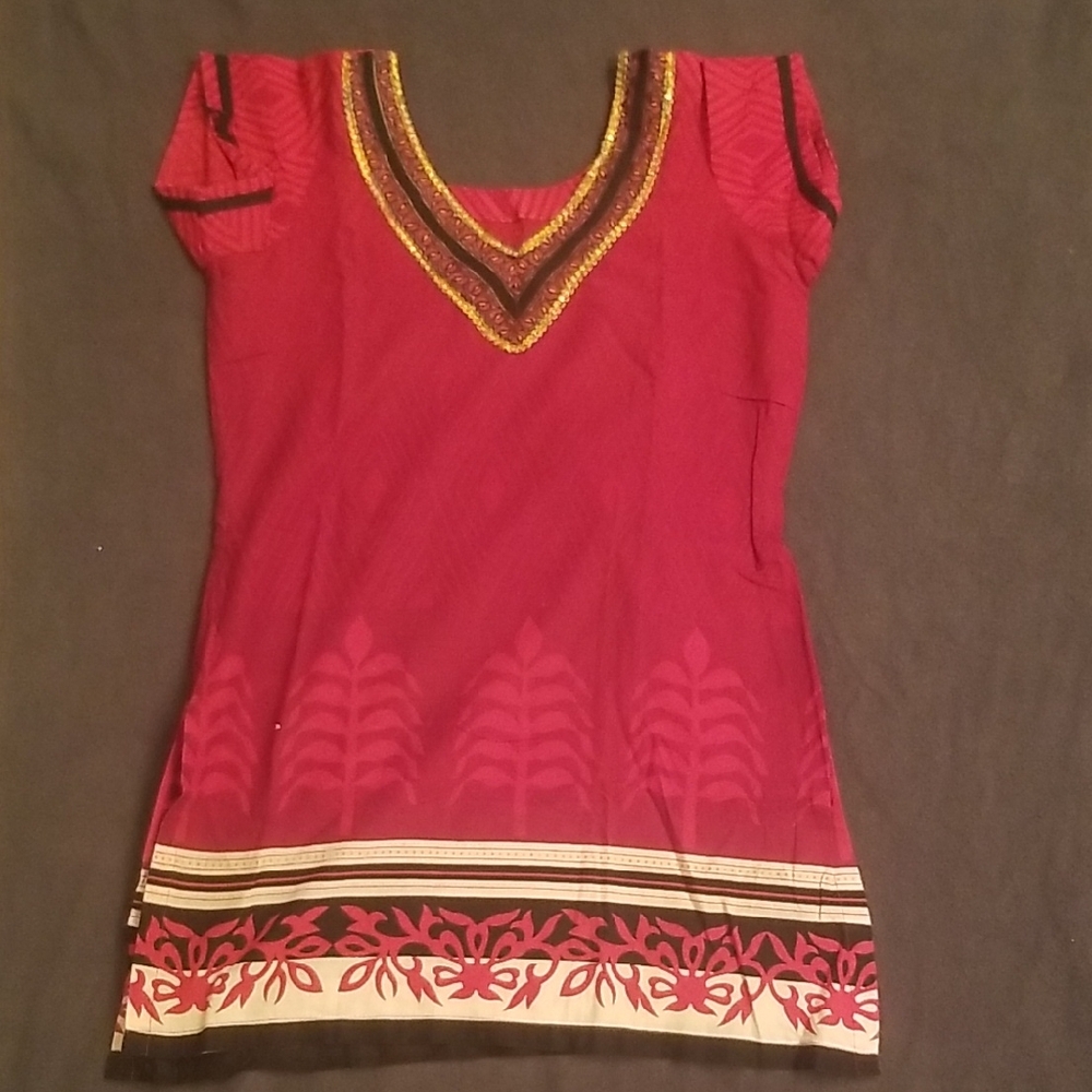Elegant Red V-Neck Women's Top